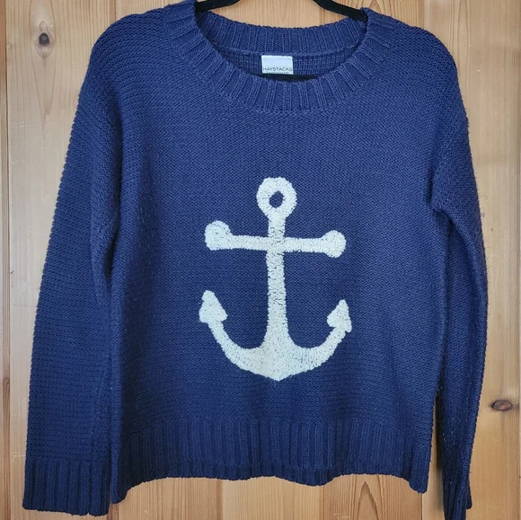 Blue Nautical Anchor Knit Sweater - Picture 3 of 6